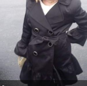 Saks fifth Avenue black ruffle dress coat. Size 7